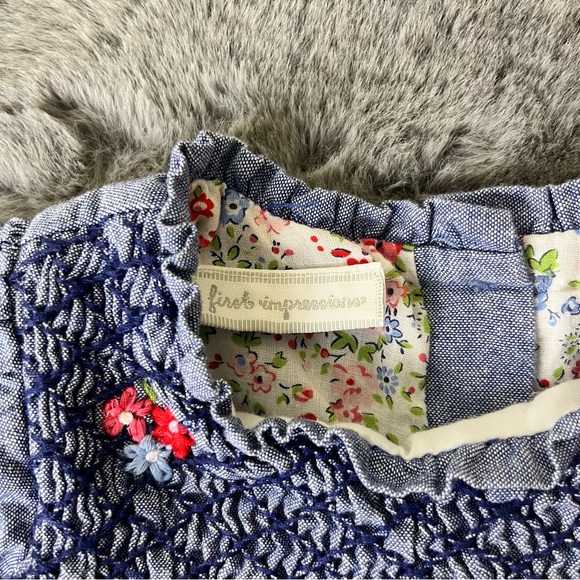 First Impressions Denim Floral Ruffle Dress with Bloomers - 3-6M - Picture 6 of 6